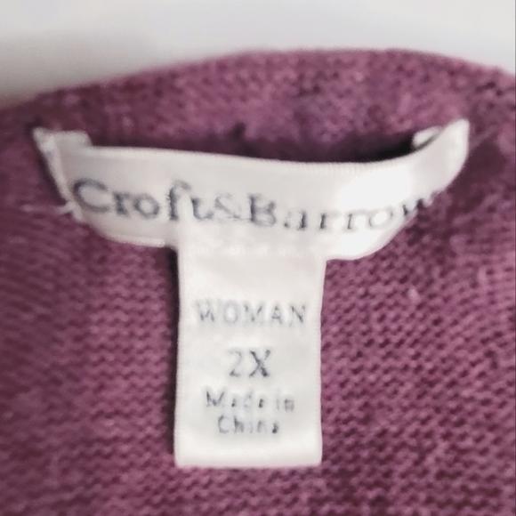 CROFT&BARROW,purple cardigan w/black lace print.Long sleeve, button-up. Sz.3X. - Picture 4 of 5